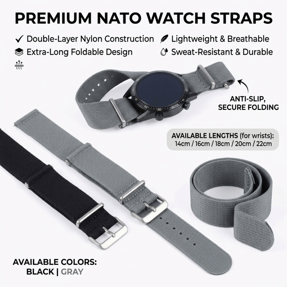 14/16/18/20/22mm NATO Watch Ba - مراجعة Nato Strap Nylon وسعره