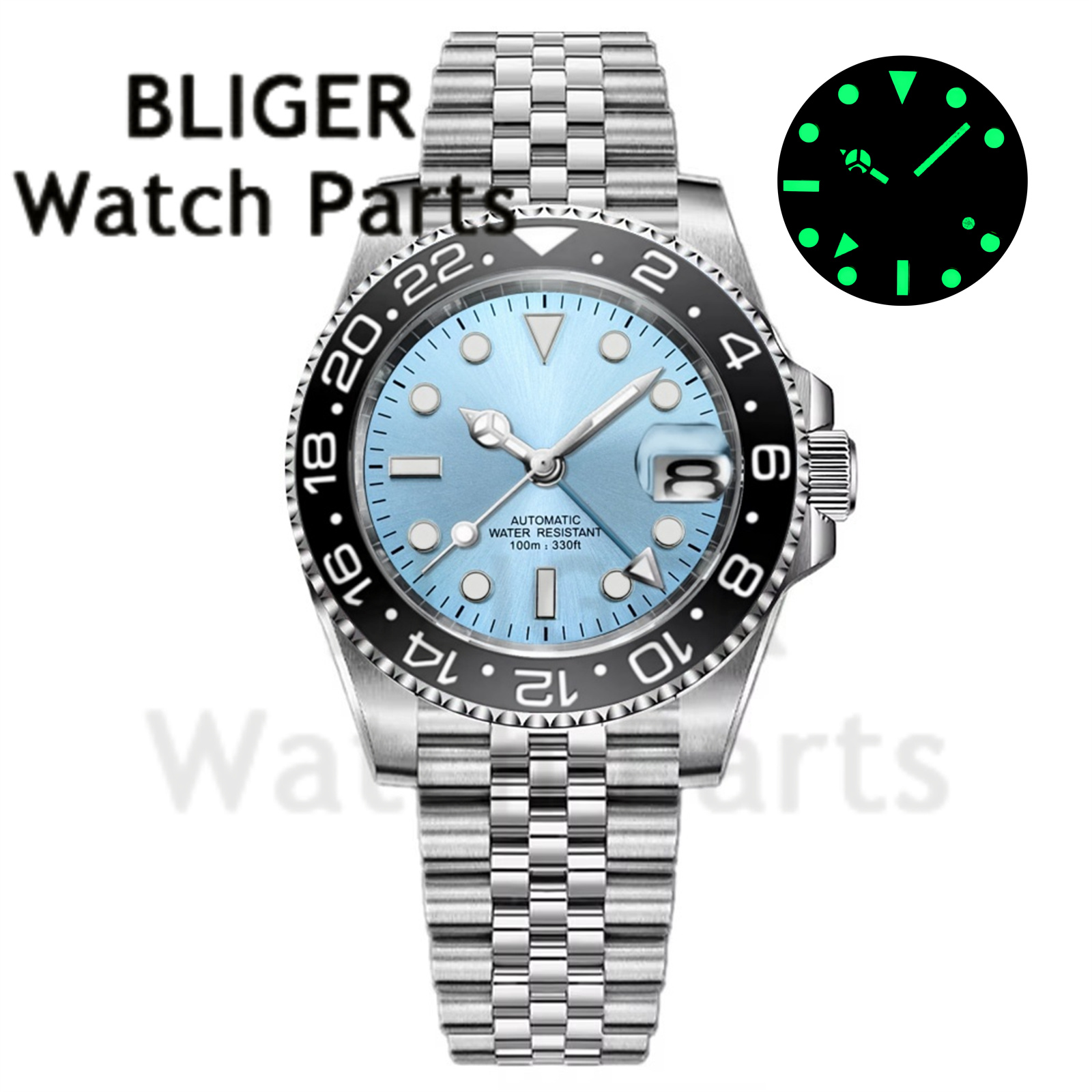 Custom Fashion GMT 40mm Men NH - مراجعة Stainless Bracelet Diver وسعره
