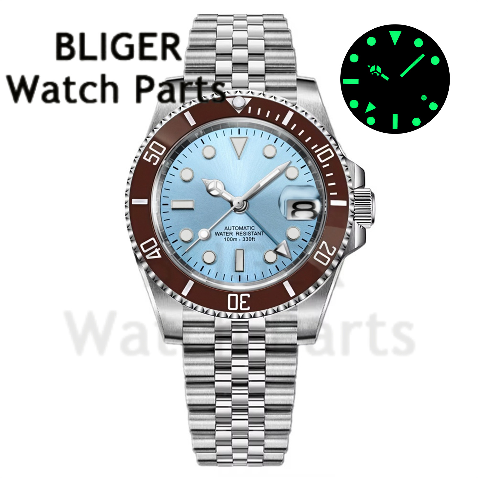 Custom Fashion GMT 40mm Men NH - مراجعة Stainless Bracelet Diver وسعره